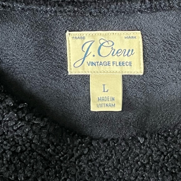 J.Crew Vintage Fleece Teddy Cropped Sherpa Pullover Sweatshirt Navy Blue Size L - Picture 5 of 9